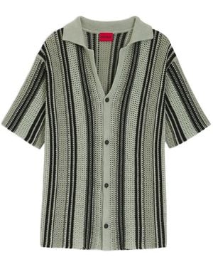 HUGO Striped Pointelle-Knit Shirt - Grey