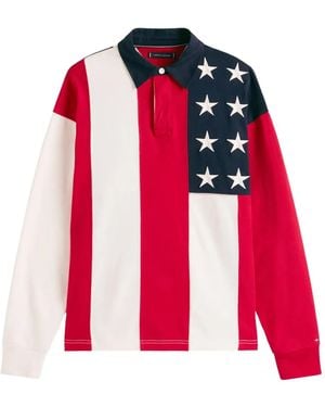 Tommy Hilfiger Flag-panel Polo Shirt - レッド
