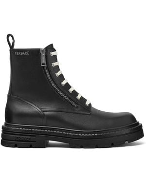 Versace Adriano Lace-Up Boots - Black