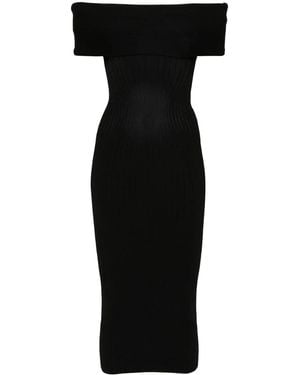 Mugler Off-Shoulder Knit Dress - Black