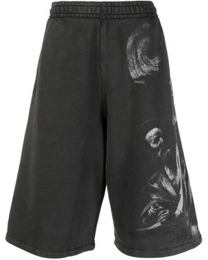 Off-White c/o Virgil Abloh Saint Matthew-Print Track Shorts - Black