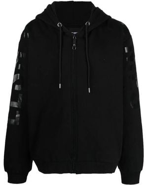 Les Hommes Logo-Print Zip-Up Hoodie - Black