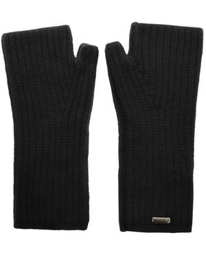 Herno Ribbed Fingerless Gloves - ブラック