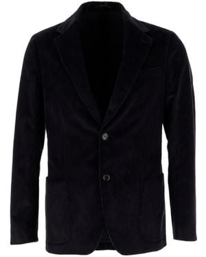 Lardini Corduroy-Texture Single-Breasted Blazer - Blue
