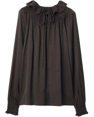 Burberry Geometric Silk Blouse - Schwarz