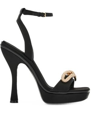 Ferragamo Crystal-Embellished Platform Sandals - Black