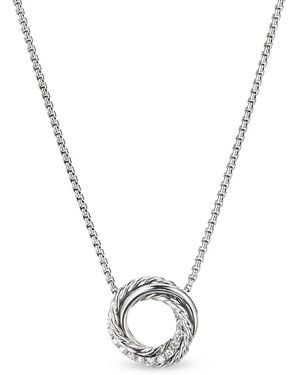 David Yurman Sterling Crossover Diamond Necklace - Multicolour