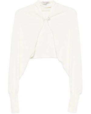 Alberta Ferretti Cardigan Crop Con Decorazione - Bianco