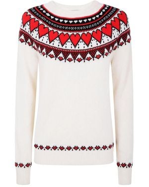 Mc2 Saint Barth Nordic-style heart print sweater - Weiß