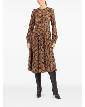 Michael Kors Long-Sleeve Flared Midi Dress - Brown