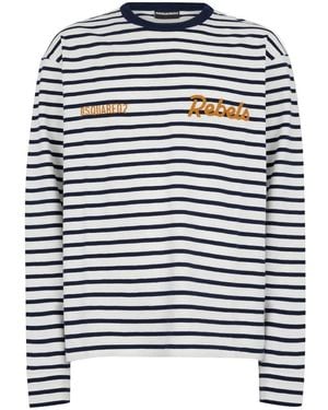DSquared² Long-Sleeved Crew Neck Shirt With 'Rebels' Graphic - Blue