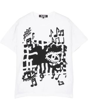 COMME DES GARÇON BLACK Graphic Print Round-Neck T-Shirt - White