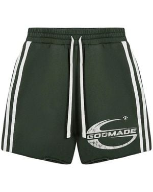 GODMADE Imperial Logo-Print Side-Stripe Shorts - Green