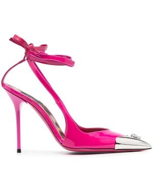 Philipp Plein Crystal Skull 105Mm Leather Court Shoes - Pink
