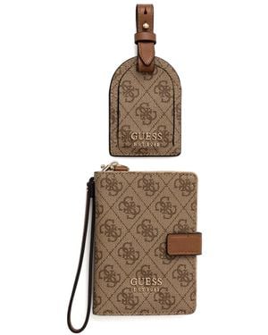 Guess Embossed-Logo Passport Cover And Luggage Tag Set - White