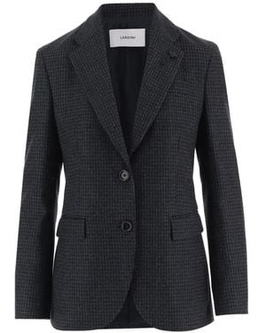 Lardini Houndstooth-Pattern Single-Breasted Blazer - Black