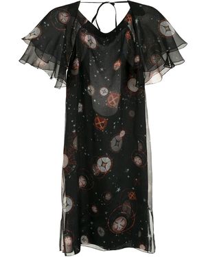 Isolda Ruffle-Sleeve Dress - Black