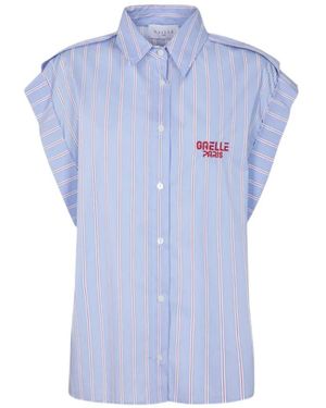 Gaelle Striped Kimono-Sleeve Shirt - Blue