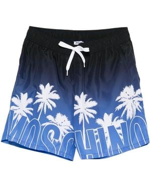 Moschino Palm-Tree Print Swim Shorts - Blue