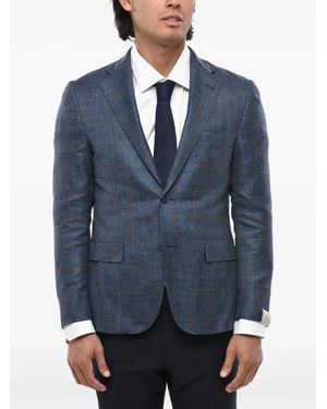 Corneliani Single-Breasted Checked Blazer - Blue
