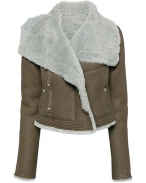 Rick Owens Shearling-Lining Biker Jacket - Green