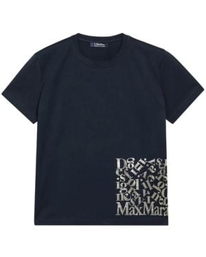 Max Mara Logo-Print T-Shirt - Blue