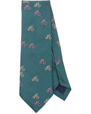 Paul Smith Cyclist Sketch Tie - Blue