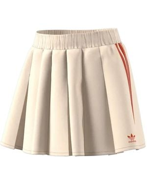 adidas Originals Pleated Striped Mini Skirt - Natural
