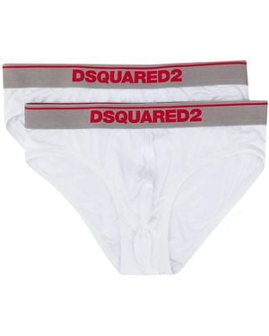 DSquared² Logo Waist Briefs Two-Pack - White