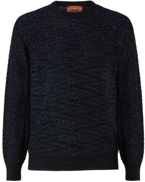 Missoni Wool And Viscose Zigzag Crewneck Pullover - Blue