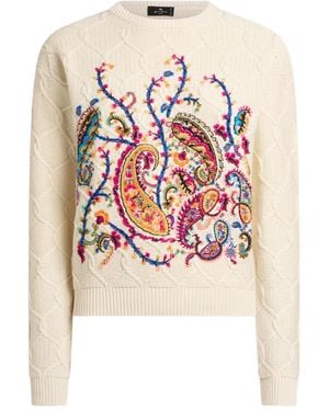 Etro Cotton Wool Acrylic Jersey - White