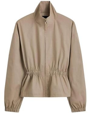 Scanlan Theodore Funnel-Neck Gathered-Waist Jacket - Brown