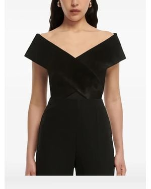 Roland Mouret Off-shoulder Velvet-effect Crop Top - ブラック