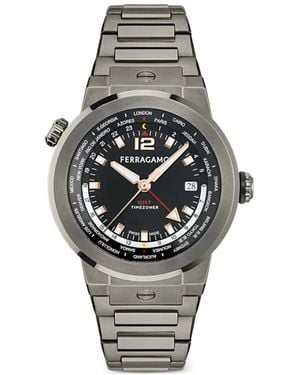 Ferragamo F-80 Worldtime 43Mm Watch - Grey