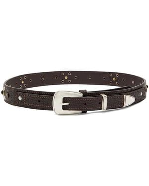 Lemaire Studded Grained-Leather Belt - White