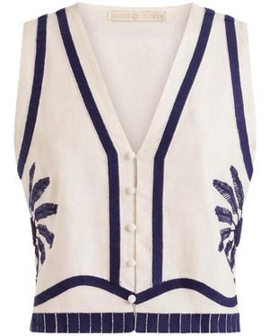 Marie Oliver Haut Brodé Zahara À Design Sans Manches - Blue