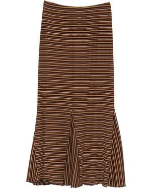 Anna Sui Striped Midi Skirt - Brown