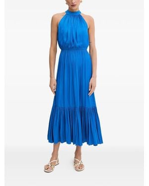 Morgan Halter-Neck Ruffled Midi Dress - Blue