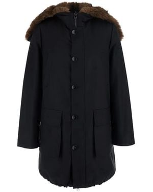 VALENTINI 1972 Reversible Fur-Trim Single-Breasted Coat - Black