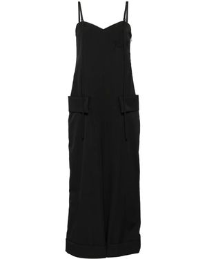 Yohji Yamamoto Sleeveless Wool Dungarees - Black