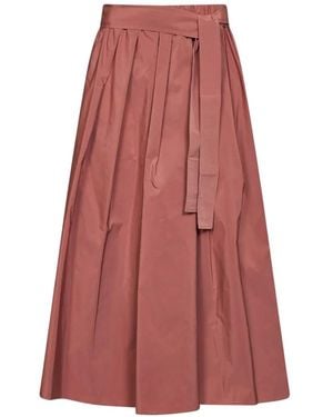 Weekend by Maxmara Pleated Belted Midi Skirt - Red