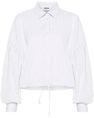 MSGM Cropped Shirt With Puff Sleeves - White