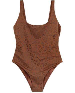Mc2 Saint Barth Bañador con estampado de leopardo - Marrón