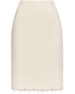 Oscar de la Renta Fringe-Detail Midi Skirt - White