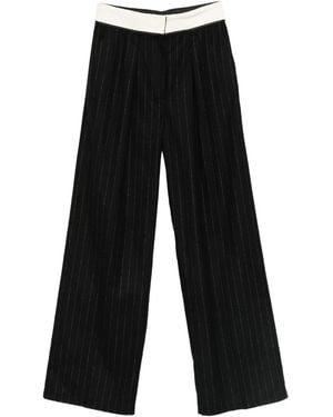 forte_forte Pinstripe Straight-Leg Trousers - Black