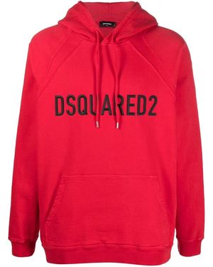 DSquared² Raised-Logo Drawstring Hoodie - Red