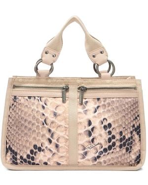 Roberto Cavalli Bolso De Mano Con Efecto De Piel De Serpiente - Rosa