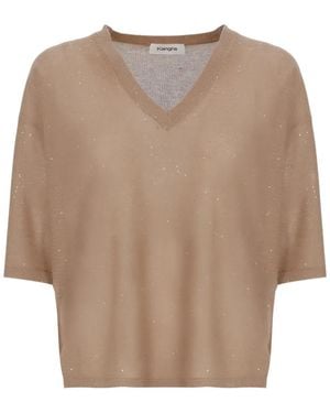 Kangra Sequin-Embellished V-Neck Jumper - Natural