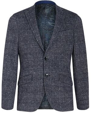 Etro Checked Single-Breasted Blazer - Blue