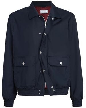 Brunello Cucinelli Bonded Fabric Outerwear Jacket - Blue